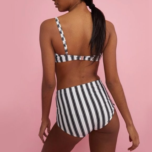Cynthia Rowley black white striped retro Loren swim suit bikini - Picture 12 of 12